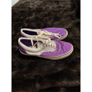 Vans OFF The Wall Shoes/Sneakers in Sparkle Glitter Purple & Silver Size 9.5